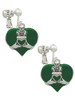 Large 2-D Claddagh on Green Heart Clip On Earrings