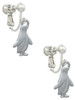 2-D Penguin Clip On Earrings