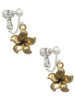 Gold Tone Flower Clip On Earrings