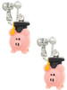 Resin Pink Pig Graduate Clip On Earrings