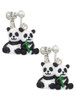 Resin Panda Bear Best Friends Clip On Earrings