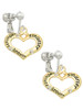Gold Tone Heart with 3 AB Crystals - Stronger Braver Smarter Clip On Earrings