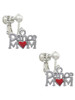Dance Mom with Red Heart Clip On Earrings
