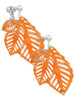 Acrylic Medium Triple Leaf Pearly Orange Clip On Earrings