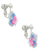 Translucent Hot Pink & Blue Flying Butterfly Clip On Earrings