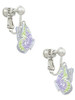 Translucent Purple & Lime Green Flying Butterfly Clip On Earrings