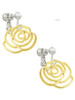 Large Gold Tone Rose Outline Clip On Earrings
