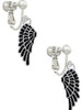 Medium Black Enamel Angel Wing Clip On Earrings