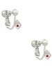 Mini January - Maroon Crystal Heart Clip On Earrings