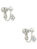 Mini March - Hot Blue Crystal Heart Clip On Earrings