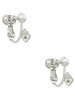 Mini August - Lime Green Crystal Heart Clip On Earrings