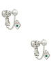 Mini December - Teal Crystal Heart Clip On Earrings