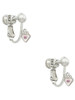 Mini Light Pink Crystal Heart Clip On Earrings