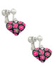 Hot Pink Cheetah Print Heart Clip On Earrings