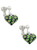 Lime Green Cheetah Print Heart Clip On Earrings