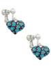 Hot Blue Cheetah Print Heart Clip On Earrings