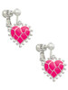 Hot Pink Giraffe Print Heart Clip On Earrings