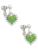 Lime Green Giraffe Print Heart Clip On Earrings