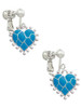 Hot Blue Giraffe Print Heart Clip On Earrings