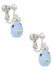 Light Blue Easter Egg with Multicolored Crystal Dots Clip On Earrings