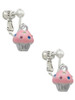 Small Pink Cupcake with Crystal Sprinkles Clip On Earrings