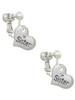 Small ''Sister'' Heart with Clear Crystal Clip On Earrings