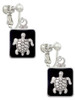 Turtle on Black Frame Clip On Earrings