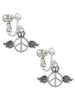 Winged Peace Sign with Crown Clip On Earrings