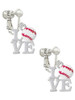 Love with Baseball Clip On Earrings