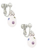White Easter Egg with Color Crystal Dots Clip On Earrings
