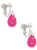 Hot Pink Easter Egg with Color Crystal Dots Clip On Earrings