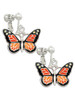 Large Monarch Butterfly with 6 AB Crystals Clip On Earrings