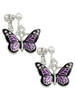 Large Purple Butterfly with 6 AB Crystals Clip On Earrings