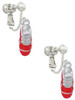 3-D Red Running Shoe Clip On Earrings