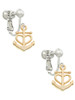 Gold Tone Anchor with Heart Clip On Earrings
