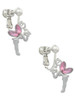 Small Fairy with Pink Wings Clip On Earrings