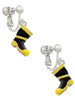 Black and Yellow Firefighter Boot Clip On Earrings