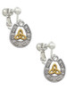 Horseshoe with Gold Tone Trinity Knot Clip On Earrings
