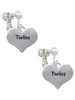 Twins Heart with Two Pair of Baby Feet Clip On Earrings