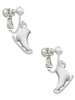 3-D White Ice Skate Clip On Earrings