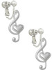 Large Clef with Heart Clip On Earrings