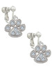 Large Paw with Clear Crystals Clip On Earrings