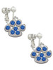 Large Paw with Blue Crystals Clip On Earrings