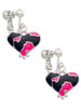 Hot Pink Large Cheetah Print Heart Clip On Earrings