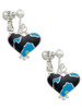 Hot Blue Large Cheetah Print Heart Clip On Earrings