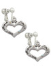 Heart with 3 AB Crystals - Friends Family Love Clip On Earrings