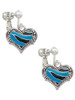 Hot Blue Tiger Print Heart Clip On Earrings