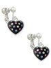 Black Resin Heart with Tropical Crystals Clip On Earrings