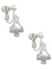 3-D Mushroom with Clear Crystals Clip On Earrings