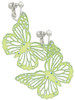 Acrylic Cut Out Butterfly Mirror Lime Green Clip On Earrings